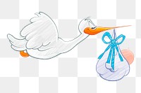 Storks baby png illustration, transparent background. Free public domain CC0 image.