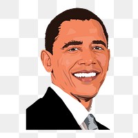 Obama portrait png sticker, transparent background. Free public domain CC0 image. BANGKOK, THAILAND, 30 JUNE 2023