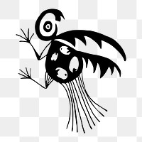 Abstract bird drawing png sticker, transparent background. Free public domain CC0 image.