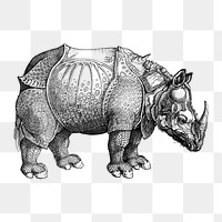 Armor rhinoceros png sticker, transparent background. Free public domain CC0 image.