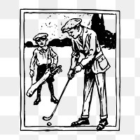 Golf etching png  illustration, transparent background. Free public domain CC0 image.