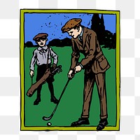 Golf etching png illustration, transparent background. Free public domain CC0 image.