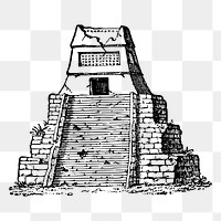 Mayan pyramid png  illustration, transparent background. Free public domain CC0 image.