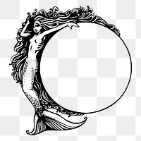 Mermaid circle png  illustration, transparent background. Free public domain CC0 image.