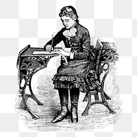 Victorian schoolgirl png  illustration, transparent background. Free public domain CC0 image.