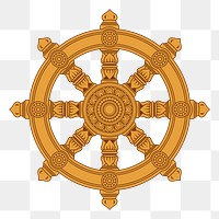 Buddhist wheel png illustration, transparent background. Free public domain CC0 image.