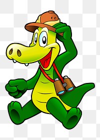 Crocodile alligator traveller cartoon png sticker, transparent background. Free public domain CC0 image.