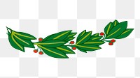 Holly leaves png illustration, transparent background. Free public domain CC0 image.