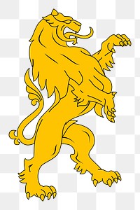 Golden lion png illustration, transparent background. Free public domain CC0 image.