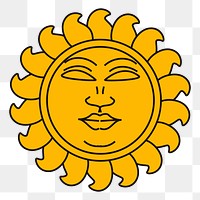 Sun face png illustration, transparent background. Free public domain CC0 image.