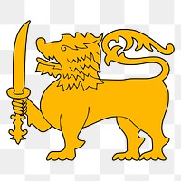 Sri Lanka lion png illustration, transparent background. Free public domain CC0 image.