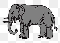 Grey elephant png illustration, transparent background. 