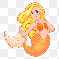 Orange mermaid png illustration, transparent background. Free public domain CC0 image.