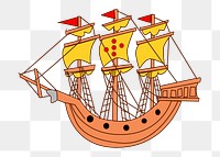 Sailing ship png illustration, transparent background. Free public domain CC0 image.