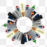 Round city png illustration, transparent background. Free public domain CC0 image.