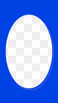 Oval geometric png frame, blue design, transparent background
