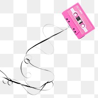 Png pulled cassette tape sticker, transparent background
