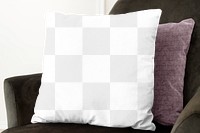 Cushion cover png pillow mockup, editable transparent design