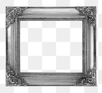 Silver picture png frame  sticker, transparent background