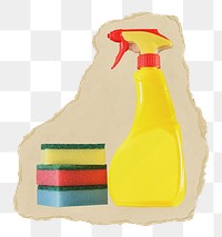 Cleaning products png sticker, ripped paper on transparent background 