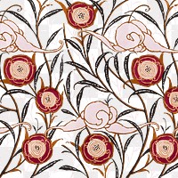 Vintage floral png pattern, E. A. Séguy Art Nouveau transparent background, remixed by rawpixel