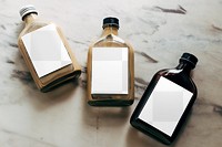 Glass bottle png mockup, transparent design