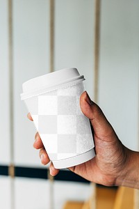 Png disposable cup mockup, holding, transparent design