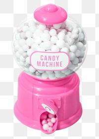 Png pink candy machine sticker, transparent background