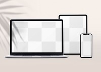 Digital device screens png mockup, transparent design