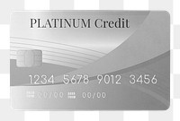 Credit card png sticker, silver, transparent background