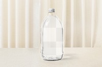 Glass bottle png mockup, transparent design