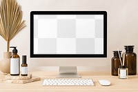 Desktop screen png mockup, digital device, transparent design