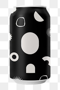 Png black soda can sticker, transparent background