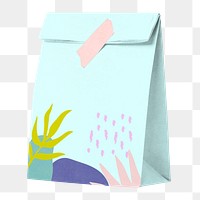 Png blue paper bag sticker, transparent background