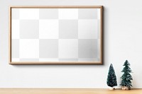 Png Christmas photo frame mockup, editable transparent design