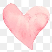 Pink watercolor heart png sticker, transparent background