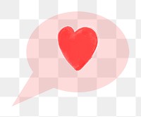 Heart speech bubble png sticker, transparent background