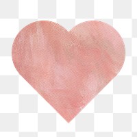 Pink watercolor heart png sticker, transparent background