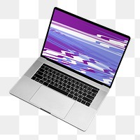 Png glitch laptop screen sticker, transparent background