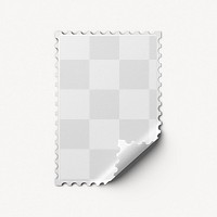 Postage stamp png transparent mockup, realistic paper