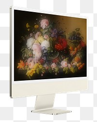 Floral computer  png sticker, transparent background