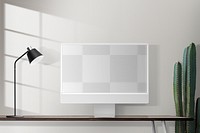 Computer screen png mockup, minimal home office, transparent design