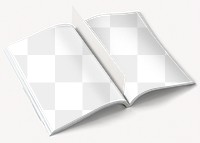 Open magazine png mockup, book, transparent design