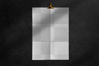 Wall poster png mockup, folded paper texture, transparent design