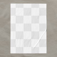 Wall poster png mockup, glued paper texture, transparent design