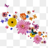 Flower & butterfly png sticker, botanical transparent background