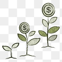 Growing money tree png sticker, transparent background