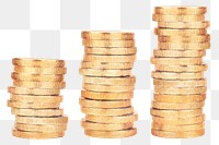 Stacked gold coins png sticker, transparent background