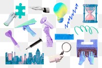 Aesthetic business png sticker, marketing remixed media set, transparent background