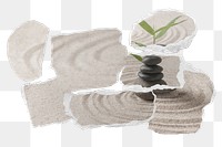 Png zen stones paper collage sticker, transparent background